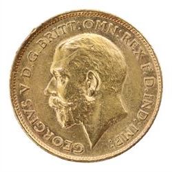 King George V 1912 gold half sovereign coin