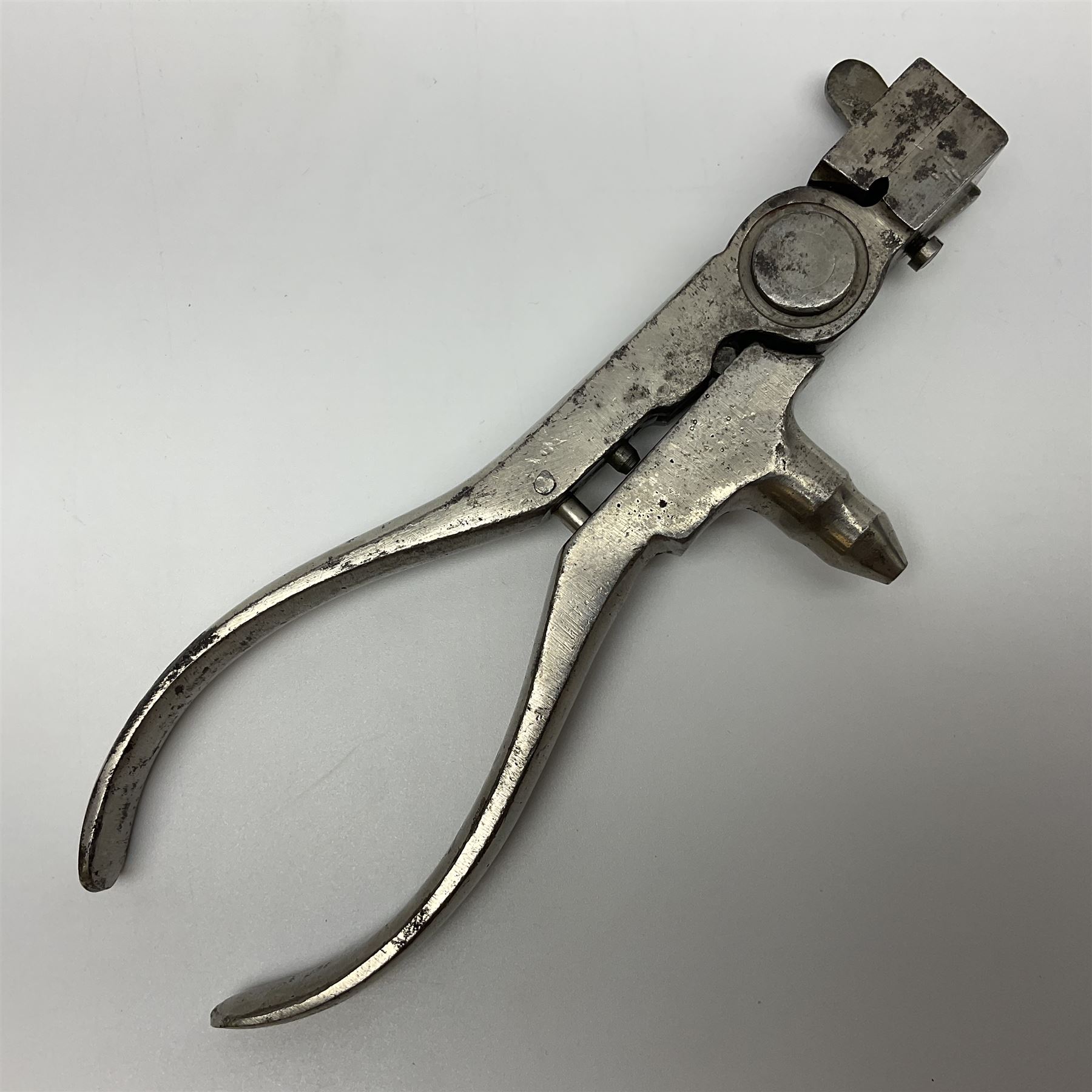 Smith & Wesson Russian .44 calibre Ideal nickel plated iron loading tool incorporating bullet mould L23cm