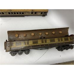 '0' gauge - five early 20th century scratch-built wooden and metal passenger coaches with LNWR/WCGS (?) livery