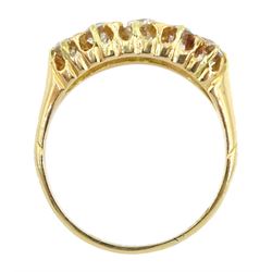 Victorian 18ct gold five stone diamond ring, with eight diamond accents set between, Chester 1896, total diamond weight approx 0.80 carat