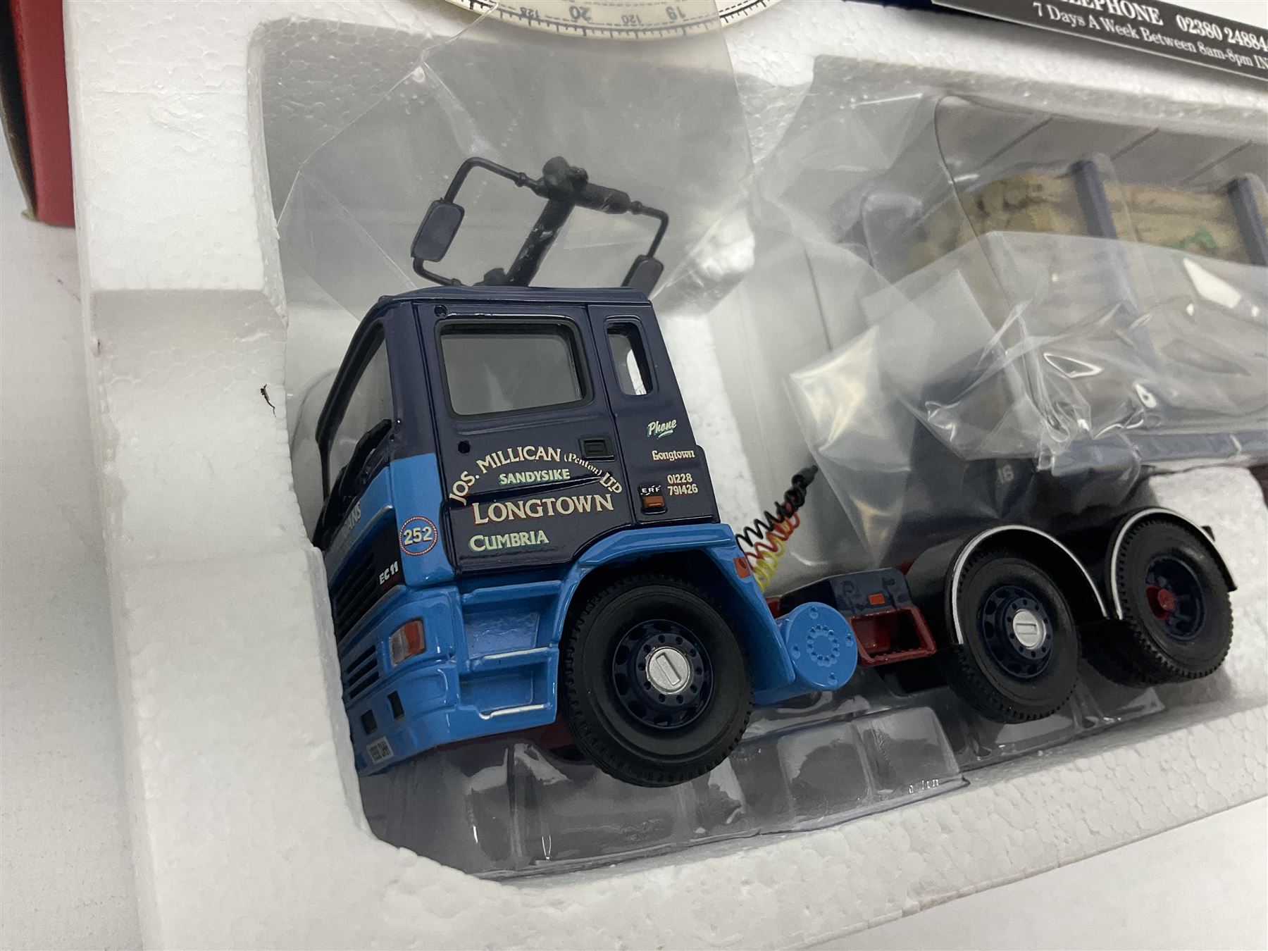 Corgi - three limited edition lorries; CC11905 ERF EC Flatbed Trailer & Log Load Los Millican (Penton) Ltd; CC12102 Renault Premium Curtainside Wm.Armstrong (Longtown) Ltd; and CC12903 Scania Topline Curtainside Currie European Transport; all boxed (3)