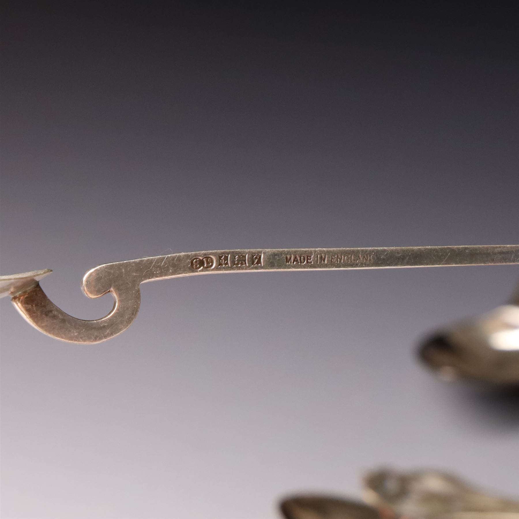Collection of assorted silver teaspoons, souvenir spoons with enamel decoration etc