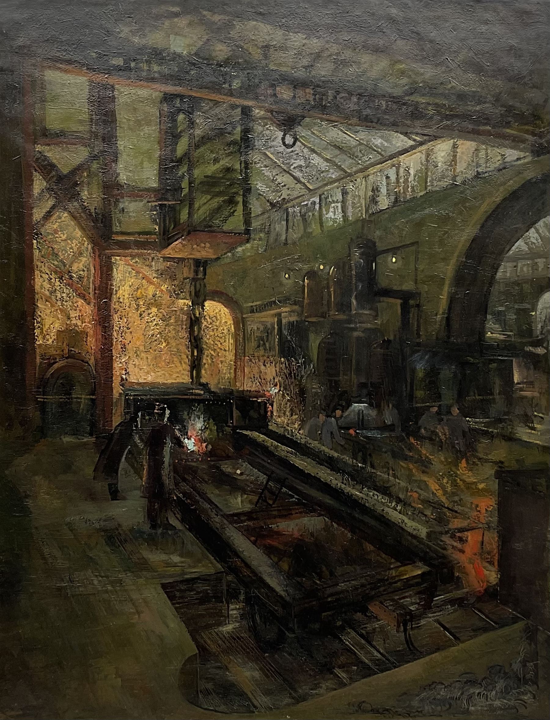 Constance-Anne Parker (British 1921-2016): The Foundry, oil on canvas unsigned 90cm x 70cm
Provenance: direct from the artist's family previously unseen on the open market