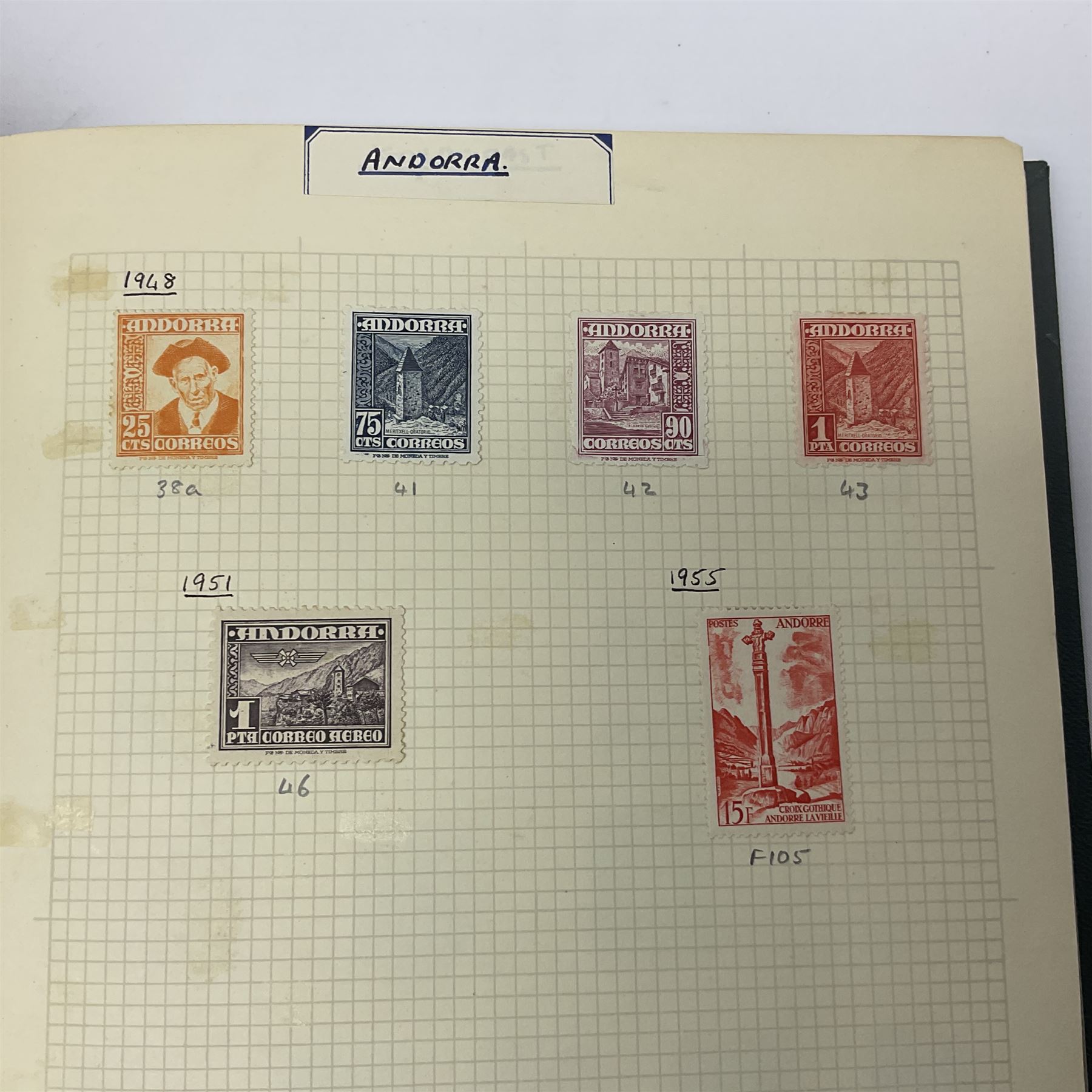 World stamps including Andorra, Austria with 1858 and later issues, Belgium with imperfs and later, Belgium, Cuba, Czechoslovakia, Denmark, Ireland, France, Germany with Hamburg, Lubeck, Oldenburg, Saxony etc, Greece, Hungary, the Netherlands, Spain etc, housed in two albums 