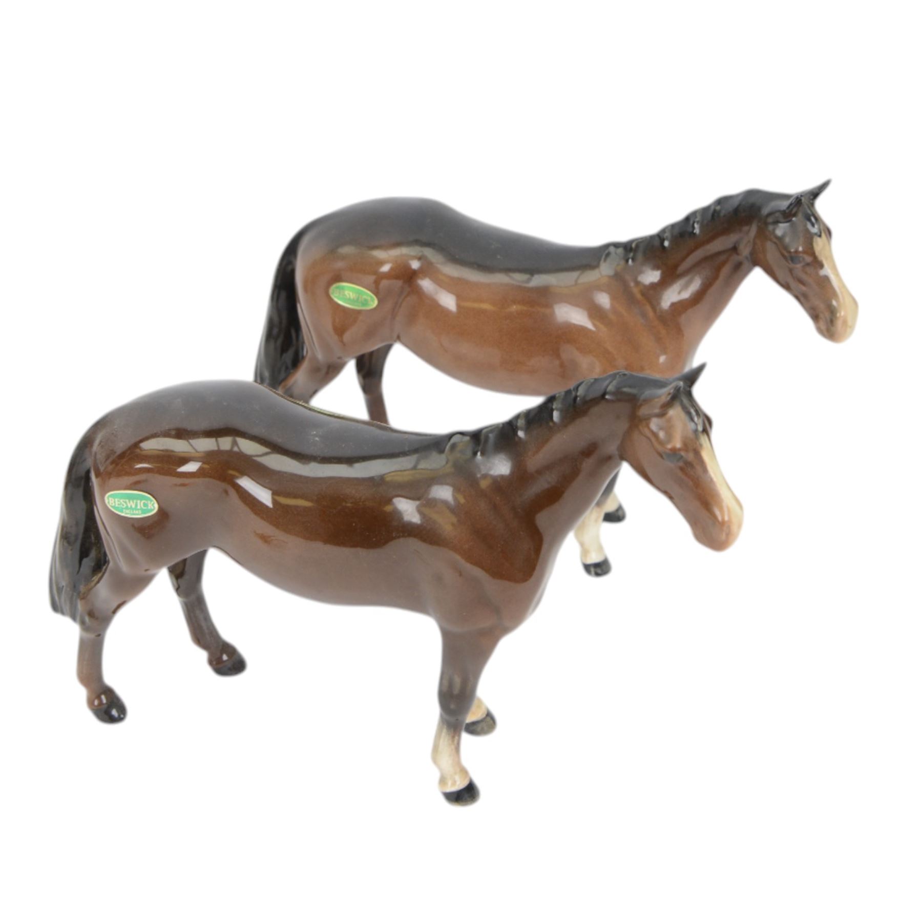 Group of Beswick horse and donkey figures, including Connoisseur Model Mill Reef, Shetland Pony no. 1034 and Bois Roussell no. 701