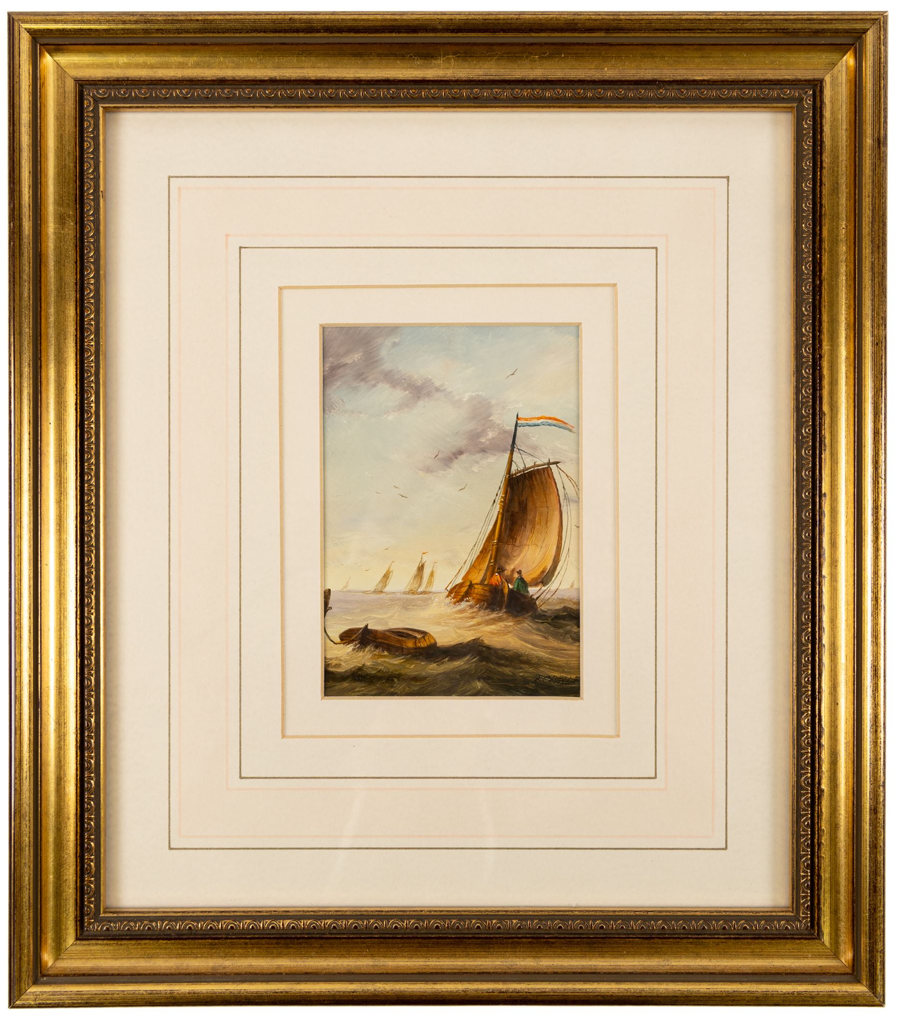 Ronald Cavalla (British 1940-): Dutch Fishing Vessels, pair of oils on board signed 8.5cm x 12.5cm and 12.5cm x 8.5cm (2)