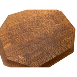 'Mouseman' oak breadboard, canted rectangular form with moulded edge carved with mouse signature, by Robert Thompson of Kilburn 