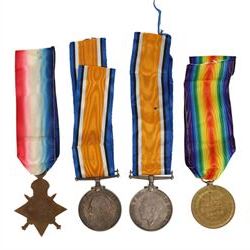 First World War Family Medal Group, comprising 1914 Star, British War medal and Victory medal, awarded to 8866 Pte. A.S. Flint. R.A.M.C. together with a further British War Medal to 75170 GNR.J.W.E(F)lint .R.A.
