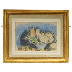 Sir Matthew Smith (British 1879-1959): 'Still Life with Fruit in a Bowl', coloured crayon and pastel unsigned, titled and dated c.1930 on gallery labels verso 34cm x 49cm
Provenance: exh. Browse & Darby, Cork Street, London