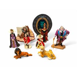 Collection of Disney figurines, comprising Disney Villains 'Life's Not Fair, is it?', with certificate of authenticity, Snow White Magic Mirror and seven ceramic figures including Jafar, Queen of Hearts and Scar