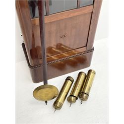 Early 20th century mahogany longcase clock, circular silvered Arabic dial, triple brass weight driven movement striking on rods