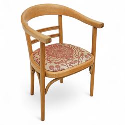 Circa 1950s War Office issue desk chair, shaped beech frame with rounded horseshoe back an...