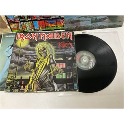 Vinyl LP records including Iron Maiden Killers, Leonard Cohen, Billy Joel, Demis Roussos etc