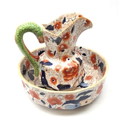  Masons style Ironstone wash jug and bowl decorated in the Imari palette, D35cm   