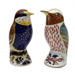 Two Royal Crown Derby paperweights, comprising Bee-eater and Hummingbird, both with gold stopper 