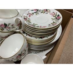 Paragon part dinner service in Belinda pattern, including teapot, six tea cups and saucers, dinner plates etc, together with Royal Doulton part tea service in Carnation pattern, Wedgwood part tea service in Hathaway Rose