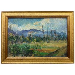 English School (Mid 20th century): North American Mountainous Landscape, oil on board unsigned 19cm x 29cm