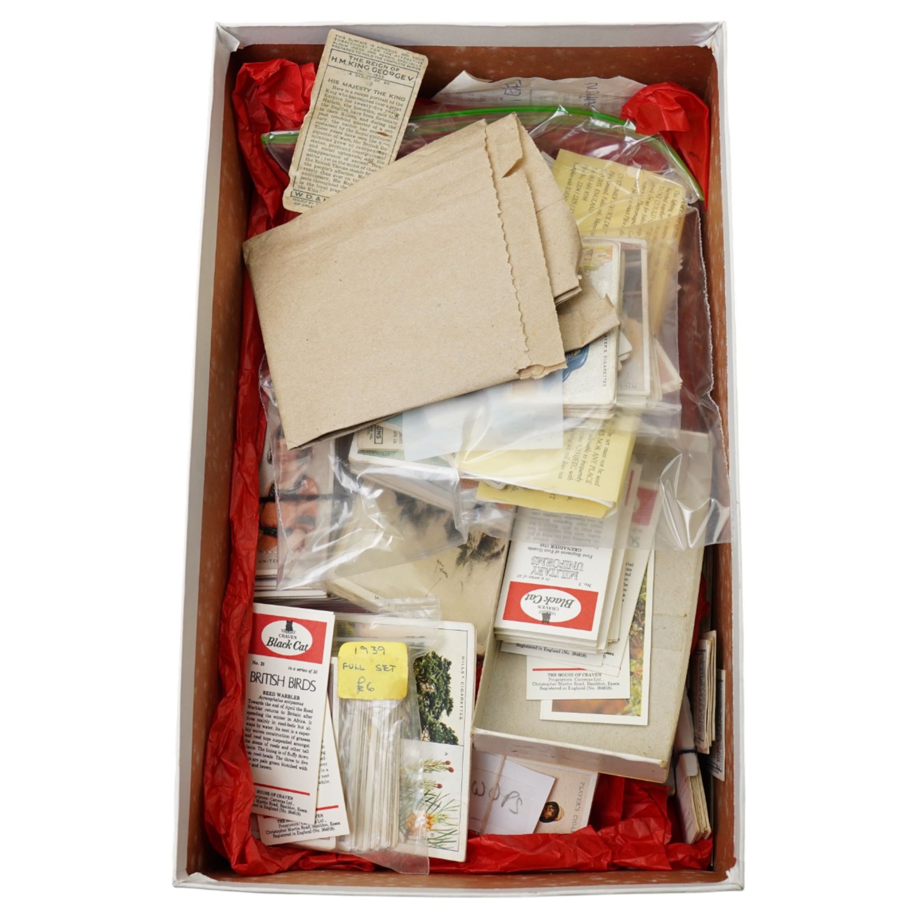 Postcard album and contents of continental topographical views, various cigarette cards loose and in albums etc