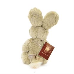 Three Charlie Bears plush jointed bears, to include 'Kenny', with cream fur and woollen scarf, 2018 Bear of the Year and 'Bianca' a rabbit with brown fur, all designed by Isabelle Lee, with tags, tallest H51cm