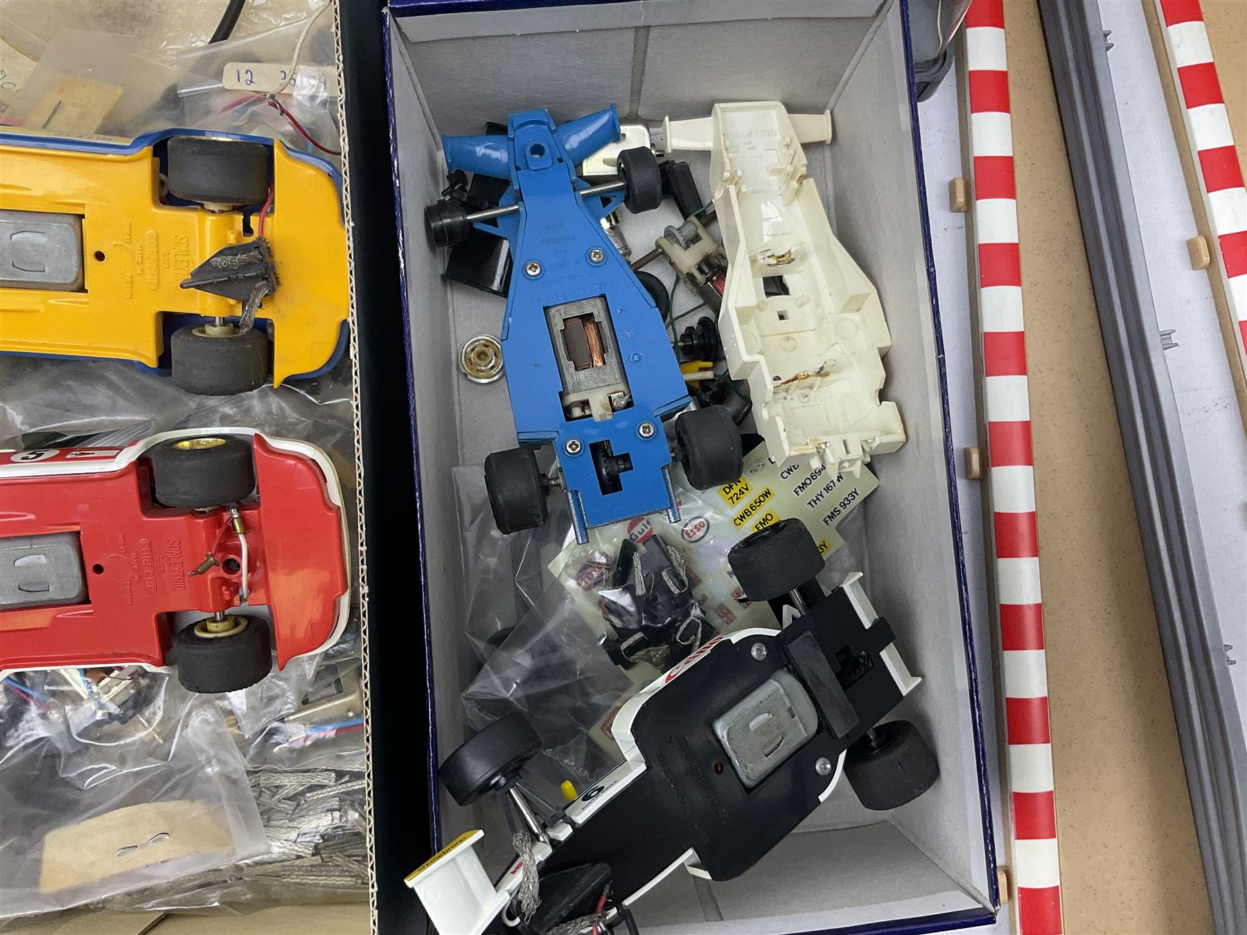 Scalextric John Player Special racing car boxed two C125 Porsche cars C135 Tyrrell 008 racing car