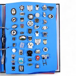 Rugby league enamel badge collection, from Oldham, Rochdale Hornets, St Helens, Salford, Sheffield Eagles, Huddersfield Giants, Hull FC, Hunslet and Keighley Cougars, housed in two folders, (approximately 330)
