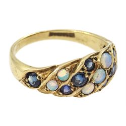 9ct opal and sapphire ring, hallmarked