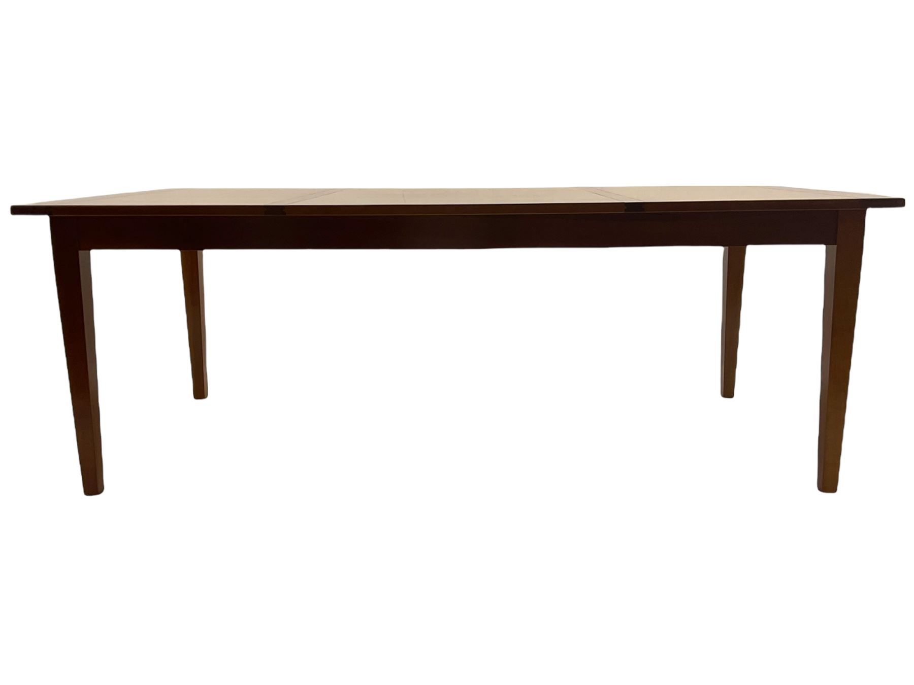 Grange Furniture cherry wood dining table, and eight chairs with rush seats