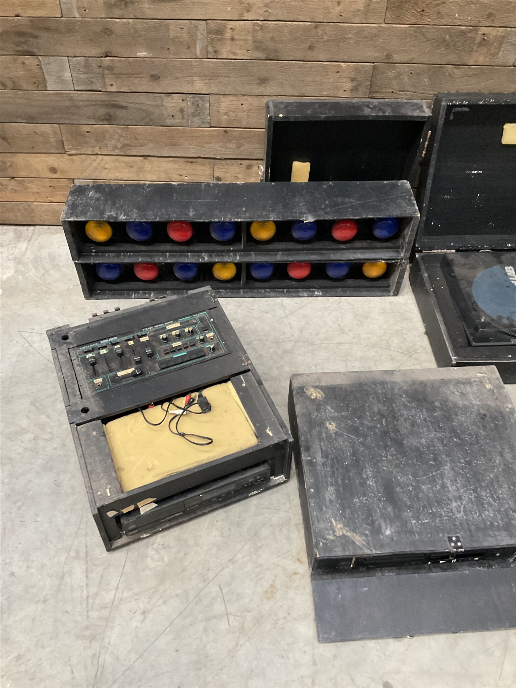 Collection of vintage disco equipment, to include Sony separates, cabinet lights, mixers, turntable etc