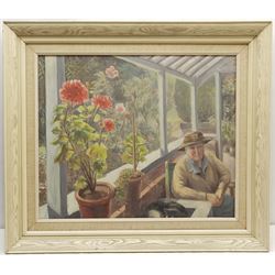 Mary Dudding (British 1914-1994): 'Quiet Afternoon' 'Portrait of my Mother' and 'Mowing the Grass Winteringham', two oils on canvas and one on board signed, each titled on exhibition label verso, max 49cm x 59cm (3)