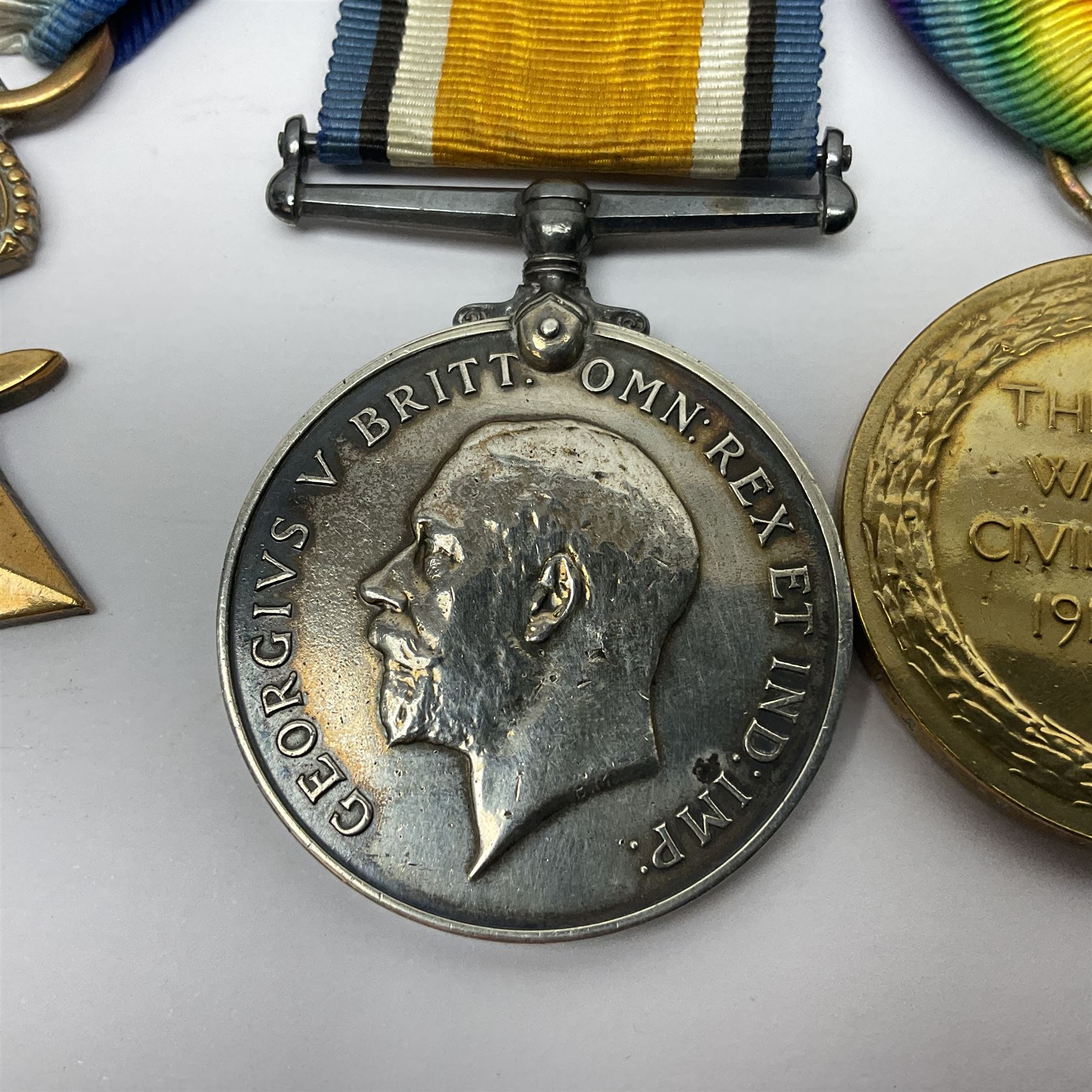 WWI trio of medals comprising British War Medal and Victory Medal awarded to 1815 Pte. W. Scott K.O.Y.L.I. and 1914-15 Star awarded to 200196 Pte. W. Scott Yorks. L.I.; with ribbons on wearing bar