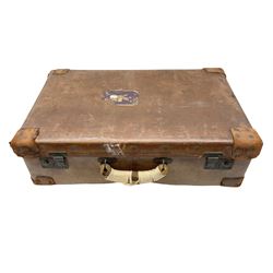 Vintage leather suitcase, by H. J. Cave and Sons of London, with two button  slide locks to front, leather handles, reinforced leather corners,  manufacturer's label to interiors, L64cm - Collectors & Clearance Sale