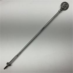 WW2 German chromium plated car pennant mounting pole with two fixing eyes L42.5cm including threaded fixing bolt
