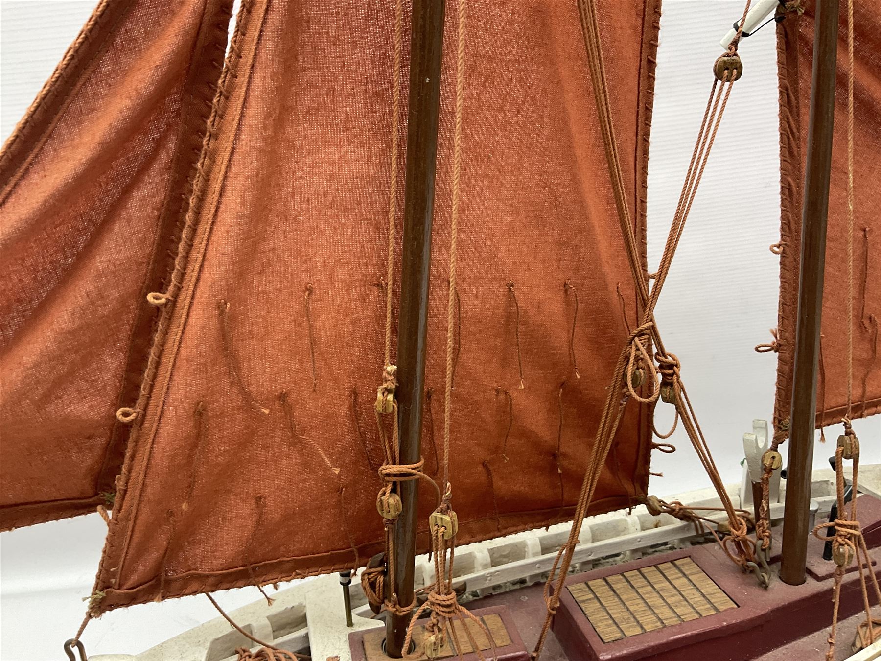 Wooden model of the Peterhead Herring Fishing Boat, Love Divine, PD404. on stand together with Wick Herring Fishing Boat, Galilee WK.1. on stand, L105cm, H64cm