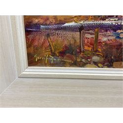 Gerrit Roon (South African 1937-2017): Mountainous Landscape, oil on board signed 24cm x 29cm