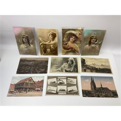 Studio Danielle Old English Sheepdog jewellery including two pairs of cufflinks, necklace and pin, together with similar belt buckle, hardstone tetradecahedron paperweight, postcards and an Imperial War Museum Falklands Conflict coin