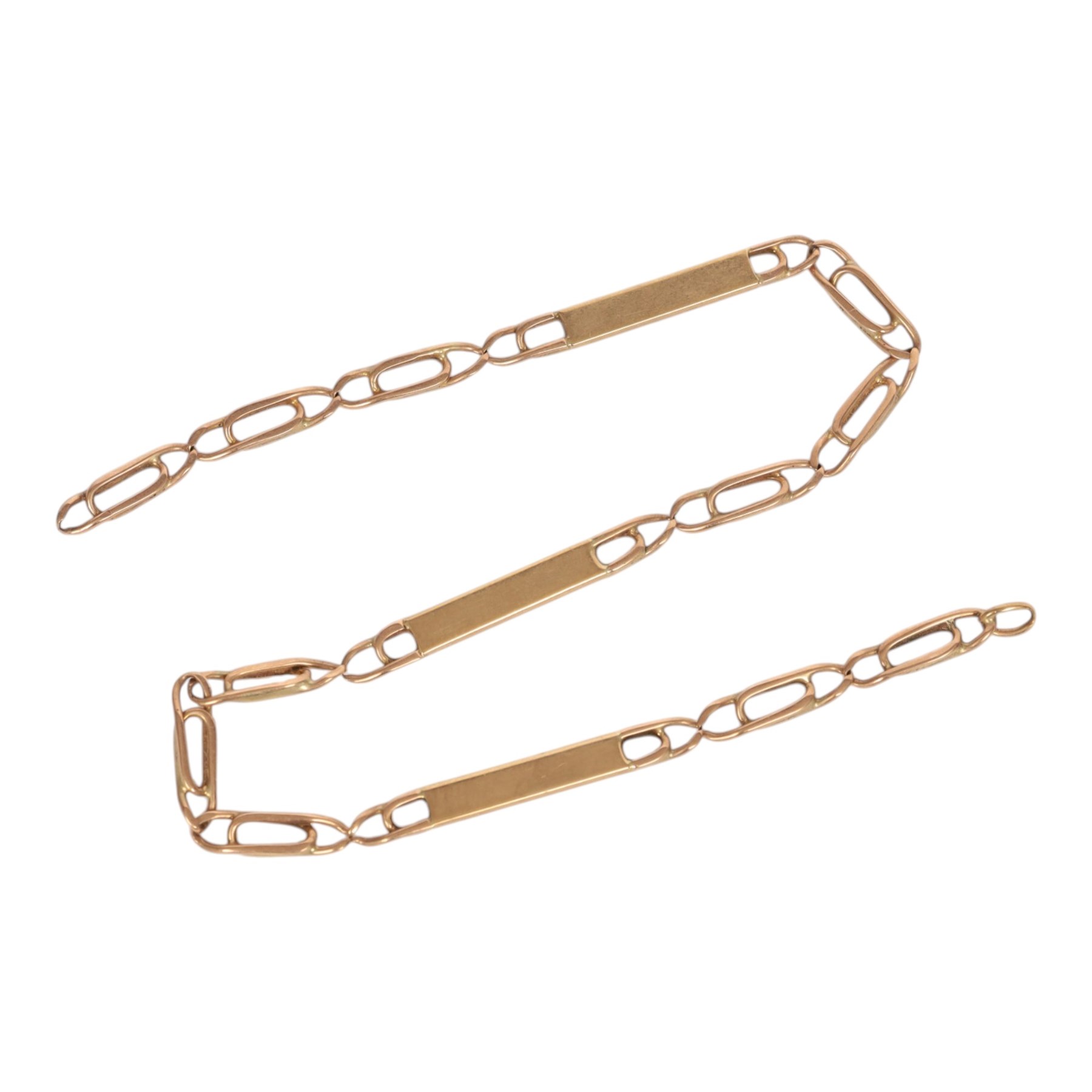 9ct gold jewellery oddments, including stone set brooch front and two chains