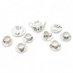 Bishop and Stonier 'Bisto' 1930's childrens tea set, painted with scenes of dolls, compris...