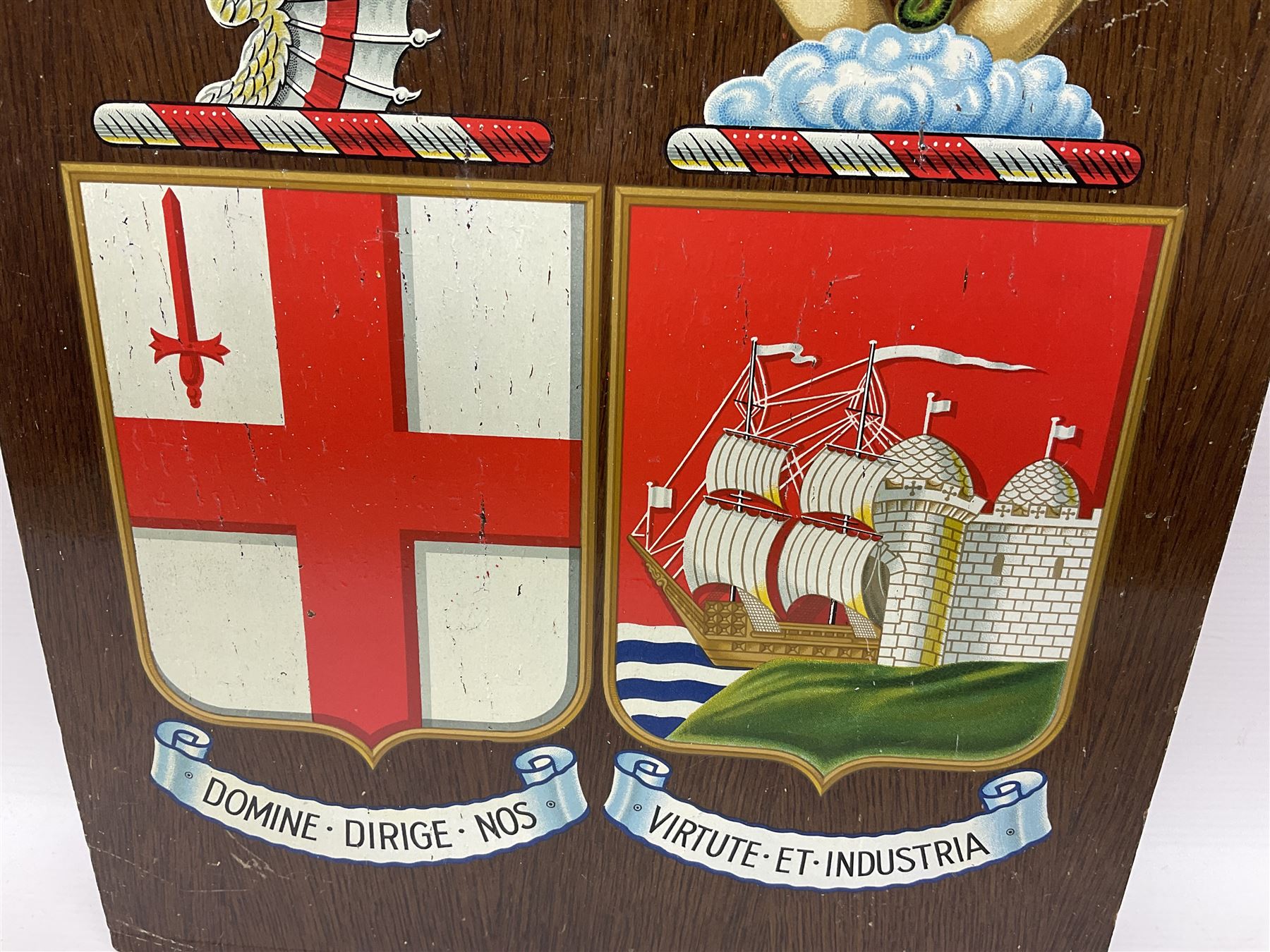 Great Western Railway coat of arms, painted upon a wooden panel, H40cm