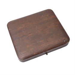 Set of six silver gilt coffee spoons with spade shape bowls, each stem with different coloured enamel and in original case Birmingham 1926/27 Maker Levi & Salaman