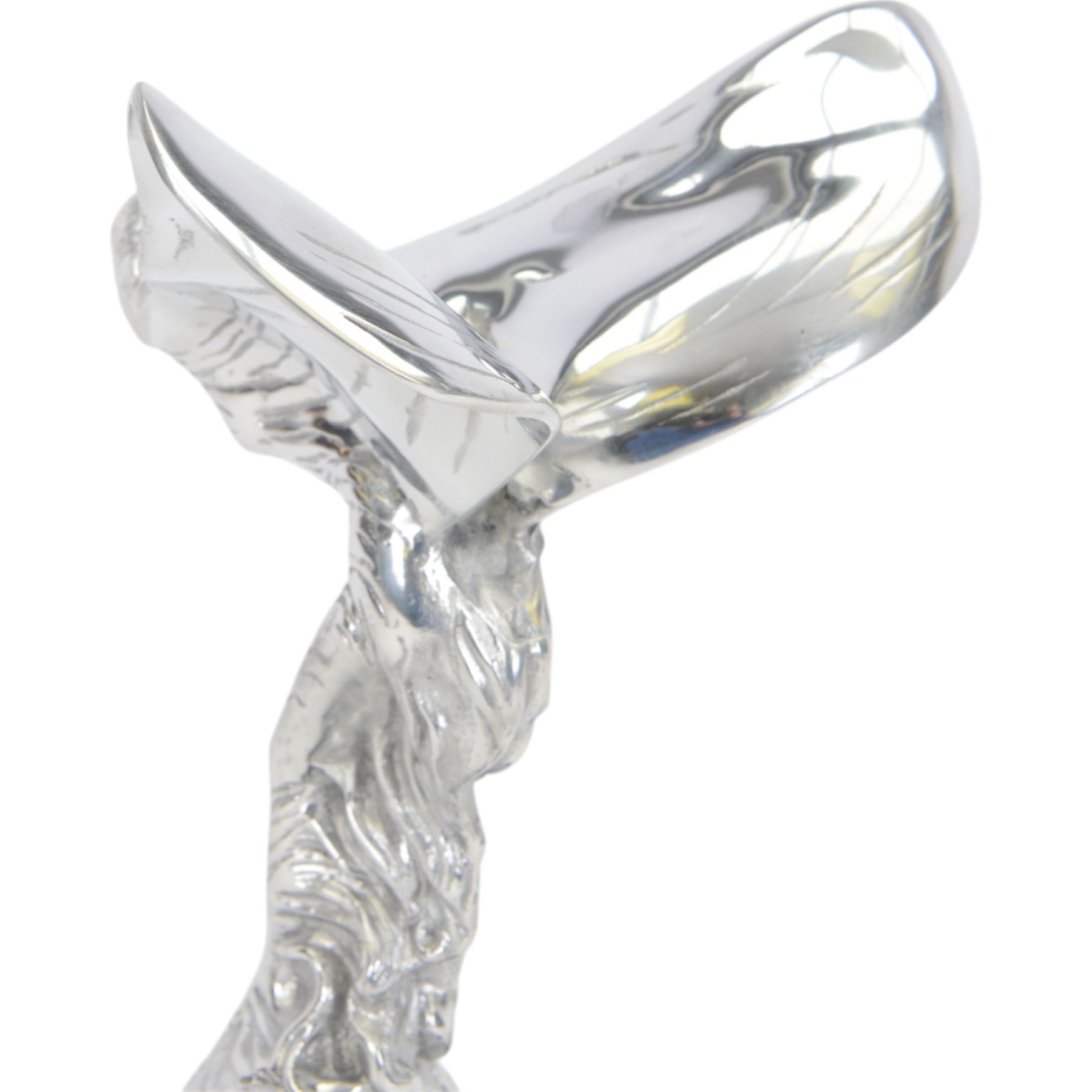 Reproduction Rolls Royce Sprit of Ecstasy car mascot, on circular black plinth, H35cm 