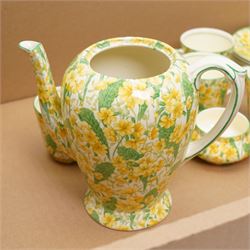 Art Deco Crown Ducal Chintz ware part coffee service, with pot lacking cover, six cups and five saucers etc