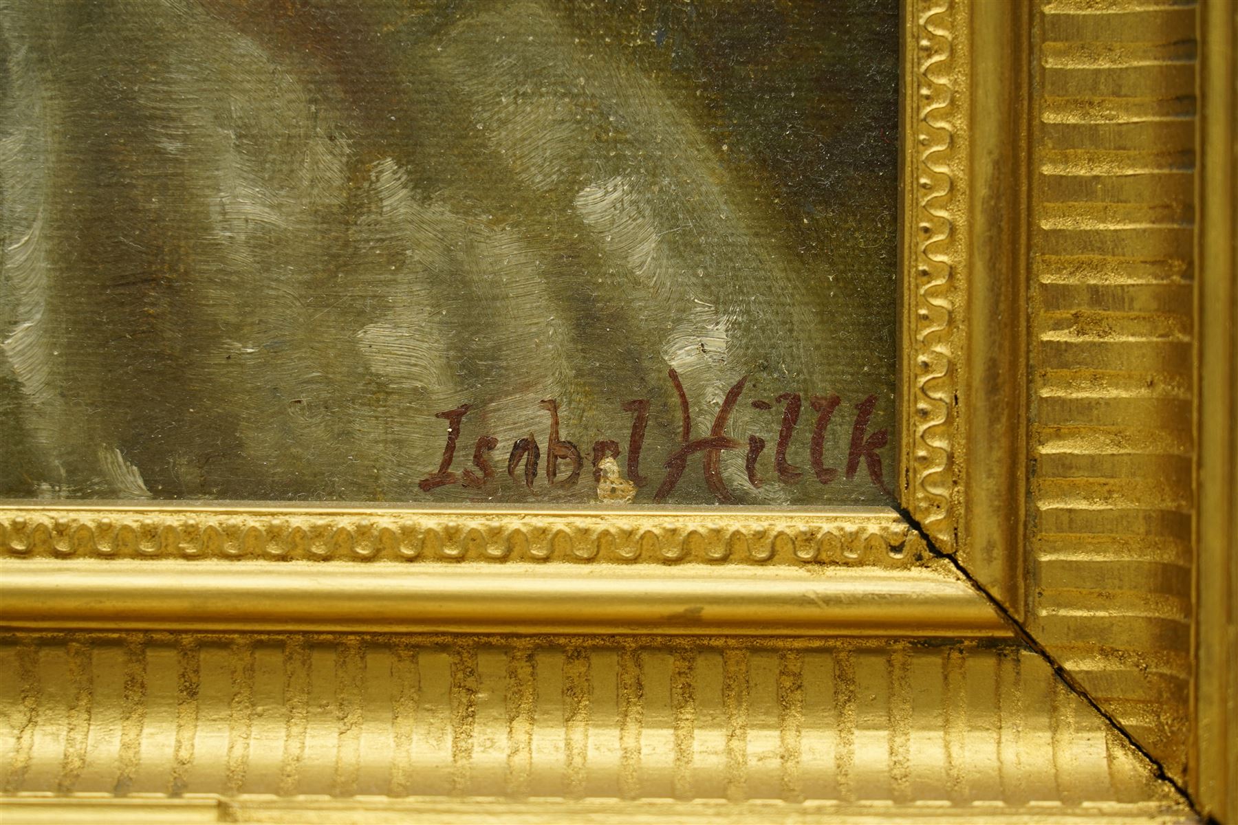 Isabel Hillkink (British fl.1900-1908): Side Profile Portrait of an Edwardian Lady, oil on canvas signed 29cm x 22cm
