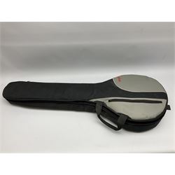 Classic Cantabile five-string banjo with sapele mahogany back L97.5cm; in soft carrying case