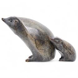 Michael Storey (British 1948-); Hedgehog and Hoglet, two bronzes, signed, tallest H11cm (2)