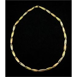 18ct gold white, rose and yellow gold oval link chain necklace, stamped 750, approx 17.35gm