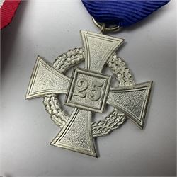 Four German awards c1957 - Knights Cross of the War Merit Cross, War Merit Cross 1st Class, Faithful Service Cross and Silver Wound badge (4)