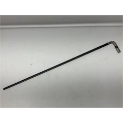 Austrian Art Nouveau zebra wood walking stick, silver covered angular handle relief decorated with stylised flowers, hallmarked Vienna c1900, makers mark LM, H84cm