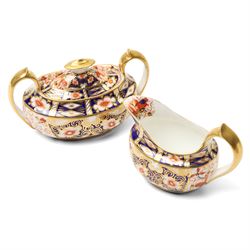 Royal Crown Derby pattern 2451 three-piece tea service, comprising teapot, covered sucrier and milk jug, date mark for 1898 (3)
