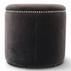 Oka - Costellina circular ottoman stool upholstered in brown velvet