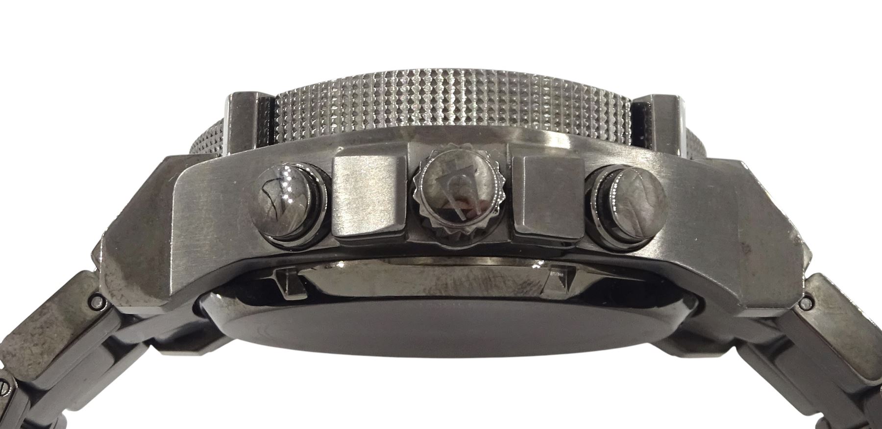 Bulova Precisionist 300 meters gentleman's stainless steel chronograph quartz wristwatch, Ref. 98B229, on original stainless steel strap with fold-over clasp